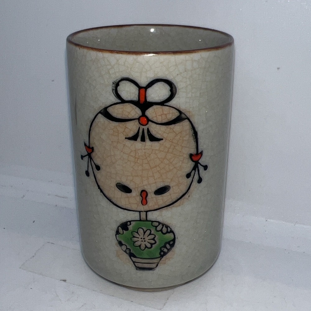 Kokeshi Cups, Sake Tea Cups Otagiri, Crackle Glaze